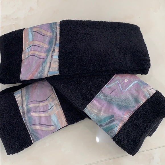 Fieldcrest Bath Authentic Black Custom Designer Hand Towels Poshmark